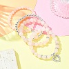 4Pcs 4 Style Natural Rose Quartz Beaded Stretch Bracelets Set BJEW-JB09524-5