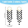 FIBLOOM 2 Pairs 2 Colors Dyed Natural Quartz Crystal Chips Tassel Earrings EJEW-FI0001-85-2