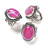 Natural Banded Agate Adjustable Rings RJEW-I108-01AS-11-4