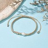 Brass & Natural Pearl Braided Bead Bracelets BJEW-JB09721-02-2