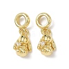 Brass Pave Clear Cubic Zirconia European Dangle Charms KK-Q068-57G-1
