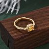 Brass Micro Pave Cubic Zirconia Finger Rings for Women RJEW-U049-04G-3