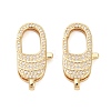Oval Brass Micro Pave Clear Cubic Zirconia Lobster Claw Clasps KK-I354-01G-04-1
