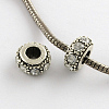 Alloy Rhinestone Rondelle Large Hole European Beads MPDL-R036-64H-1