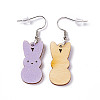 Rabbit Wooden Dangle Earrings LS-EJEW-D189-01F-1