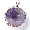 Natural Amethyst & Aquamarine Big Pendants G-G771-B03-3