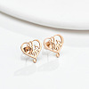 304 Stainless Steel Heart with Music Note Stud Earrings with 316 Stainless Steel Pins for Women MUSI-PW0001-25RG-1