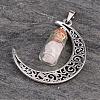 Column Glass Bottle with Rose Quartz inside Pendants PALLOY-JF00170-02-2