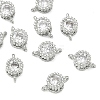 SHEGRACE Brass Pave Clear Cubic Zirconia Flat Round Connector Charms XGRQ3D158-499P-1