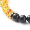Imitation Amber and Imitation Cat Eye Resin Round Beads Stretch Bracelets BJEW-JB06632-02-5