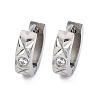 304 Stainless Steel with Cubic Zirconia Polishing effect Hoop Earrings EJEW-M001-25P-2