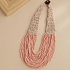 Bohemia Style Multi-strand Glass Seed Beaded Bib Necklaces for Women NJEW-G149-01E-1