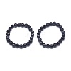 Synthetic Blue Goldstone Beads Stretch Bracelets BJEW-G617-01B-02-1