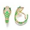 Green Cubic Zirconia Snake Huggie Hoop Earring EJEW-N011-46D-NF-2