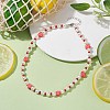 3Pcs 3 Style Fruit Polymer Clay & Glass Seed & Acrylic Pearl Beaded Necklaces Set NJEW-JN04582-4