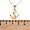 304 Stainless Steel Crystal Rhinestone Anchor Pendant Necklaces NJEW-Z057-01A-G-5