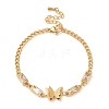 Cubic Zirconia Rectangle & Butterfly Link Bracelet BJEW-D025-04G-02-1