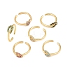Brass Micro Pave Cubic Zirconia Finger Rings RJEW-C153-01G-2