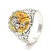 Geometry with Gear Cubic Zirconia Finger Ring for Girl Women RJEW-O047-01ASG-3