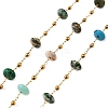 Handmade 304 Stainless Steel & Natural Mixed Gemstone Beaded Link Chains SA-CBAF245-02G-1