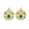 Rack Plating Brass Green Cubic Zirconia Pendants KK-Q006-34G-1