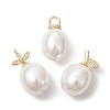 Brass Micro Pave Cubic Zirconia with Shell Pearl Pendants PALLOY-JF05349-1