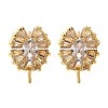 Brass Cubic Zirconia Stud Earrings Findings KK-R217-16G-1