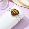 Natural Mixed Gemstone Heart Brass Hinged Cuff Bangles BJEW-JB14316-2