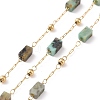 Natural African Turquoise(Jasper) Rectangle Beaded Chains AJEW-SZ0002-42E-1