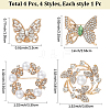 4Pcs 4 Styles Alloy Rhinestone Brooches for Clothes JEWB-CN0001-05-2