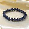 Natural Lapis Lazuli(Dyed) Bead Stretch Bracelets BJEW-K212-B-047-5