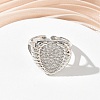 Brass Micro Pave Cubic Zirconia Cuff Open Rings for Women CU-CBA760A-13B-P-3