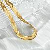 304 Stainless Steel Interlocking Triple Herringbone Chain Necklace for Men Women NJEW-H167-01G-4