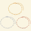 15Pcs 3 Colors 304 Stainless Steel Paperclip Chain Bracelets BJEW-BBC0001-20-6