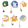 6Pcs 6 Styles Zinc Alloy Enamel Animal Fishing Pins JEWB-CJ0001-56-1