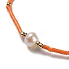 Glass Imitation Pearl & Seed Braided Bead Bracelets WO2637-24-2