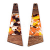 Transparent Resin & Walnut Wood Big Pendants RESI-TAC0017-71-A03-2