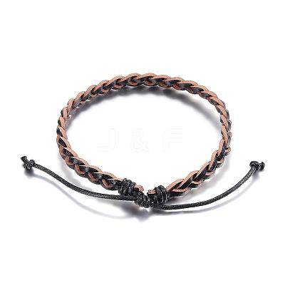 Adjustable Braided Leather Cord Bracelets BJEW-P099-21-1