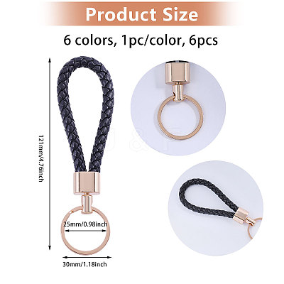 6Pcs 6 Colors PU Leather Kaychians KEYC-CA0001-56-1