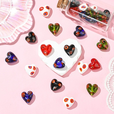 30Pcs 5 Colors Handmade Millefiori Glass Beads LAMP-CJ0002-42-1