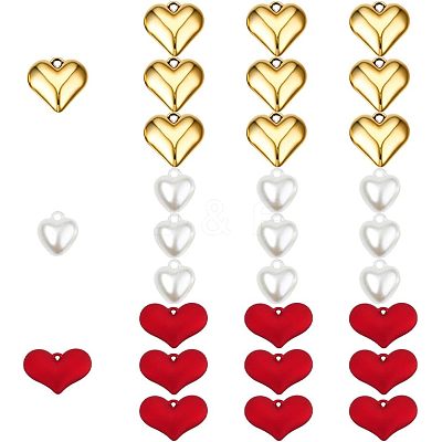 30Pcs 3 Style Heart Pendants FIND-FH0003-50-1