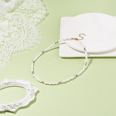 Glass Seed Beaded Necklace for Women NJEW-JN03933-1