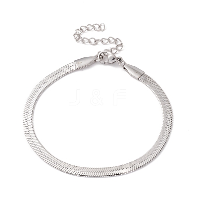 Non-Tarnish 304 Stainless Steel Herringbone Chains Bracelet for Men Women BJEW-D450-01P-02-1