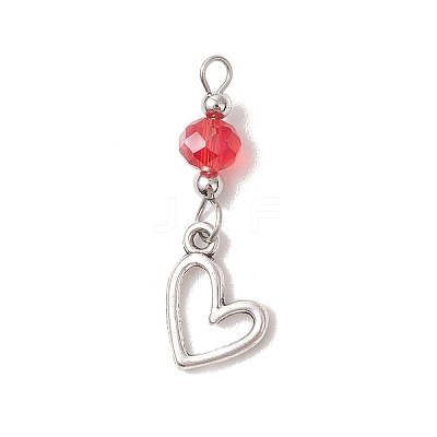 18Pcs 6 Colors Alloy & Glass Pendants PALLOY-JF05118-1