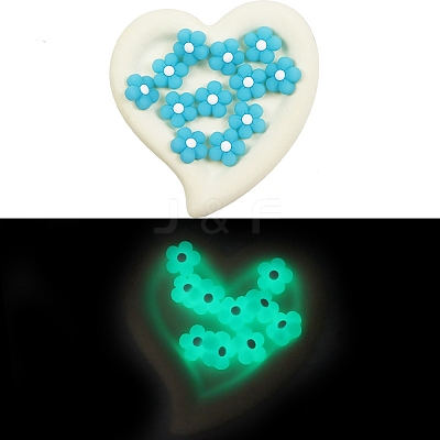 Flower Luminous Silicone Beads SIL-WH0008-37J-1