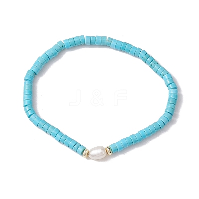 Natural Howlite and Pearl Beads Btacelets BJEW-JB10681-07-1