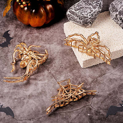 3Pcs 3 Style Halloween Alloy Claw Hair Clips for Women Girls AJEW-TA0001-91-1