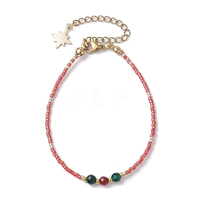 Dyed Natural Agate & Glass Seed Beaded Bracelets BJEW-MZ00047-03-1