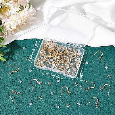 50Pcs Real 18K Gold Plated Brass Horizontal Loop French Earring Hooks KK-CN0001-81-1