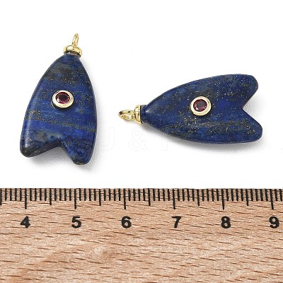 Brass & Dyed Natural Lapis Lazuli & Cubic Zirconia Pendants GG-CBAD360-20G-06-1